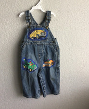 Oshkosh Bgosh Kids Vintage Denim Cotton Overall Vehicle Graphic Embroidery