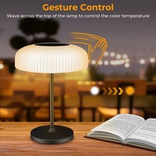 Solar Outdoor Table Lamp, Waterproof Light Sensor, Black Metal+PC Garden Light