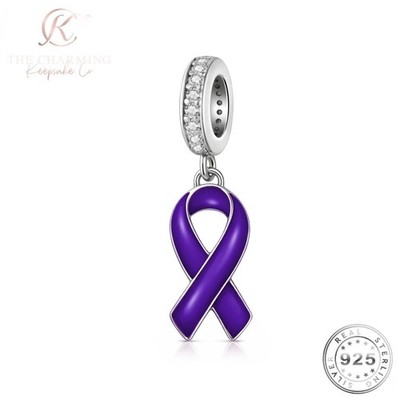 Lila Bewusstsein Band Charm Echt 925 Sterling Silber