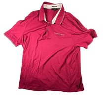Ted Baker Polo Shirt Men's XXL Berry Red Excellent Short Sleeve Free Ship