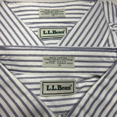 VTG Lot Of Two 2 90s LL Bean Oxford Shirt Mens Sz 18 100% Cotton  Single Needle