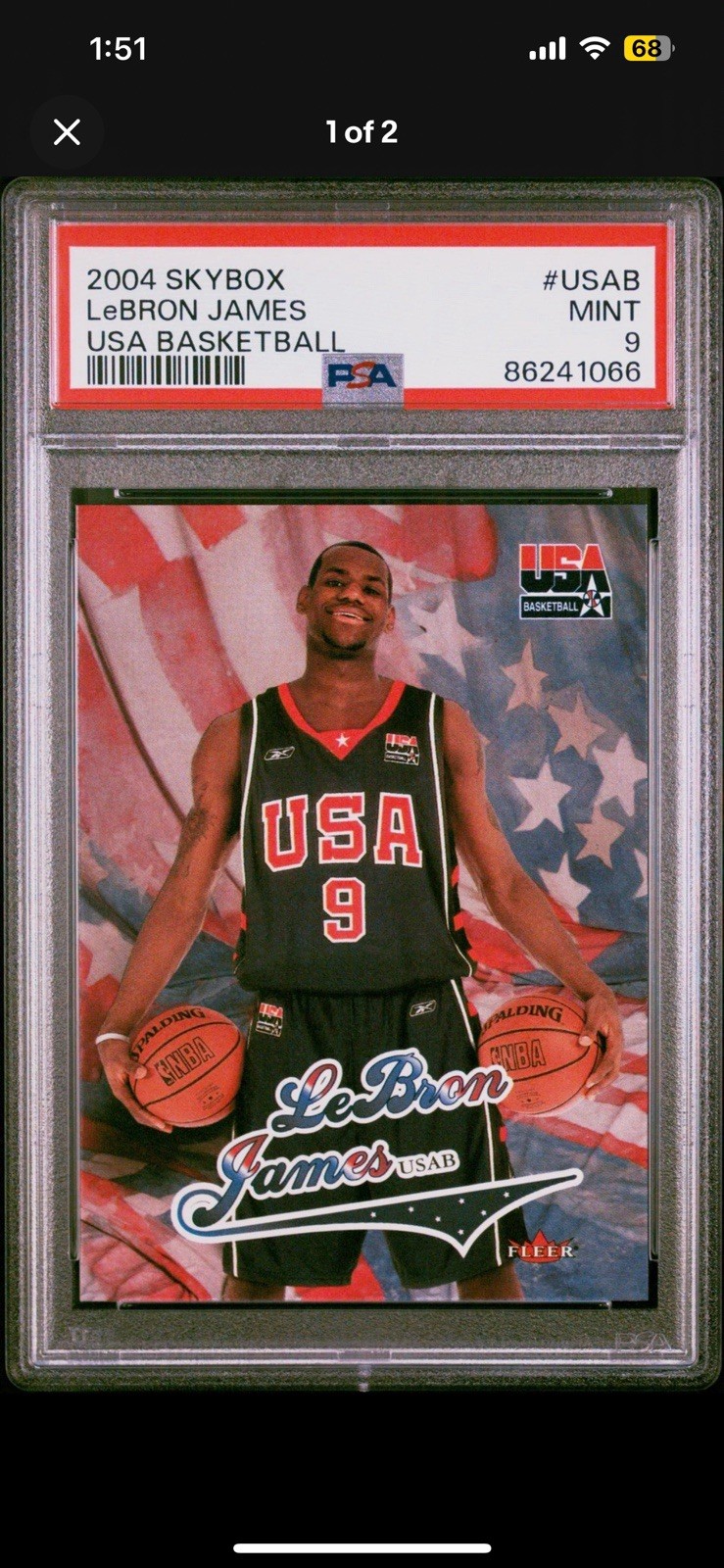 PSA  MINT 9 2004 SKYBOX USA BASKETBALL LeBRON JAMES USAB 86241066  Team USA