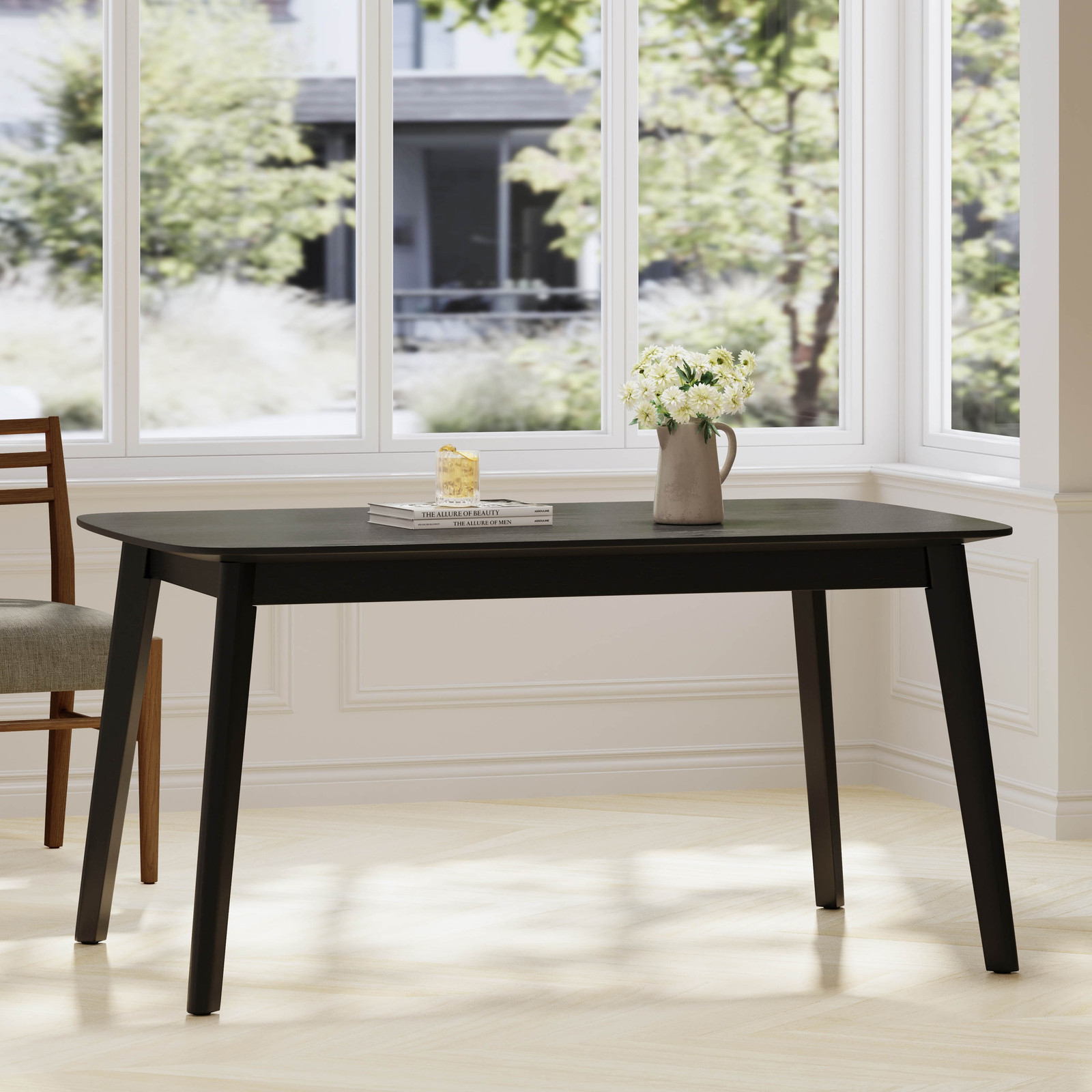 Christopher Knight Home Nyala Black Wood Dining Table Modern Transitional Design  