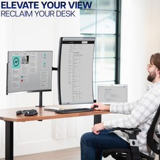 VIVO Black Dual Monitor Desk Mount Adjustable Stand, Fits Screens up to 32"