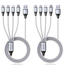 Multi Charging Cable, USB Cable 3A 4FT Nylon Braided Universal 4in1 Charger...