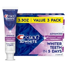 Crest 3D White Advanced Teeth Whitening Toothpaste Radiant Mint 3.3oz/3pk - Impe