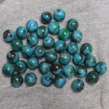 Lot of 37 Vintage Turquoise swirl Glass Marbles Free S/H