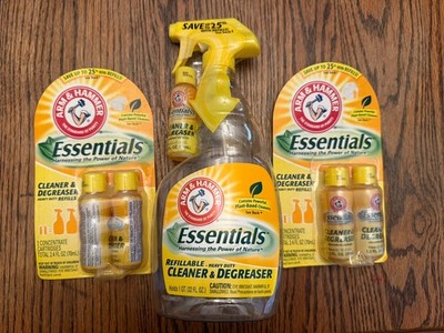 Arm & Hammer Essentials Refillable Cleaner & Degreaser Bottle + 5 Refills ~ NOS