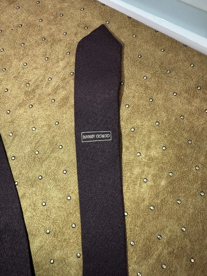 Corbata Giorgio Armani patrón tejido borgoña vintage ropa de hombre corbata de seda pura Foto 4 de 4