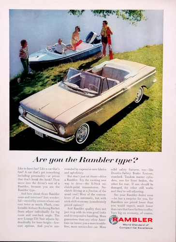 Rambler Convertible Original 1962 Vintage Print Ad Wall Art