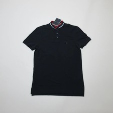 Image of Tommy Hilfiger Mens Slim Fit Tipped Polo Shirt Size XS Blue Short Sleeve NWT
