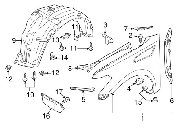 66895-1ZR0A Nissan Cover-front fender, lh 668951ZR0A, New