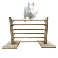 Hamiledyi Rabbit Jump Bar Natural Wood Activity Toys Set Training Hurdles Exe...