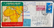 1963 Ethiopia Airmail Cover To Chicago IL USA Pilot Signed Ethiopian Airways Cac