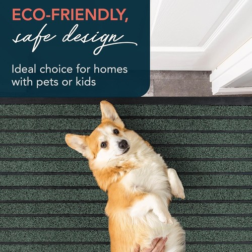 Weather-Resistant Dirt Trapping Doormat 47" x 32" - Elegant Green Striped Design - Picture 10 of 11