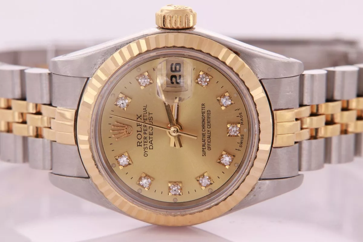 Rolex Datejust Ladies Stainless Steel Gold Automatic Diamond Watch Rolex Box