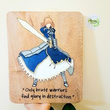 Handpainted Wooden Board Anime Warrior with Inspirational Quote