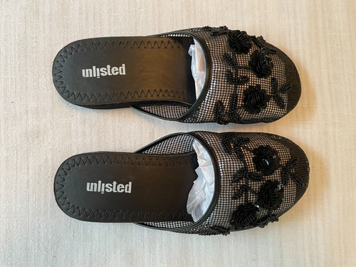 Sequin Slippers/Sandals, Black 