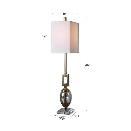 Uttermost Copeland Metal Mercury Glass Crystal Buffet Lamp in Bronze/Off White - Picture 10 of 10