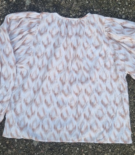 COS Balloon Sleeve Blouse Silk Cotton Blend Top Cream Beige Size M - Picture 7 of 12