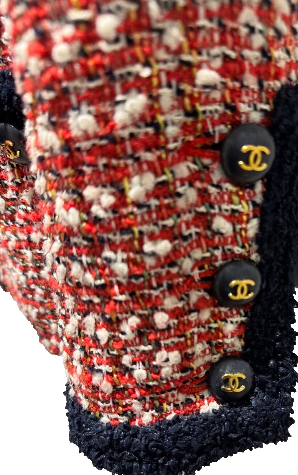 Chanel Jacket 40 Chanel Boutique 1995 Runway Tweed Jacket Red Navy Rare thumbnail 6