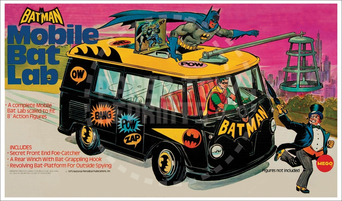 BATMAN MOBILE BAT LAB (VW BUS) BOX COVER ART POSTER - VINTAGE