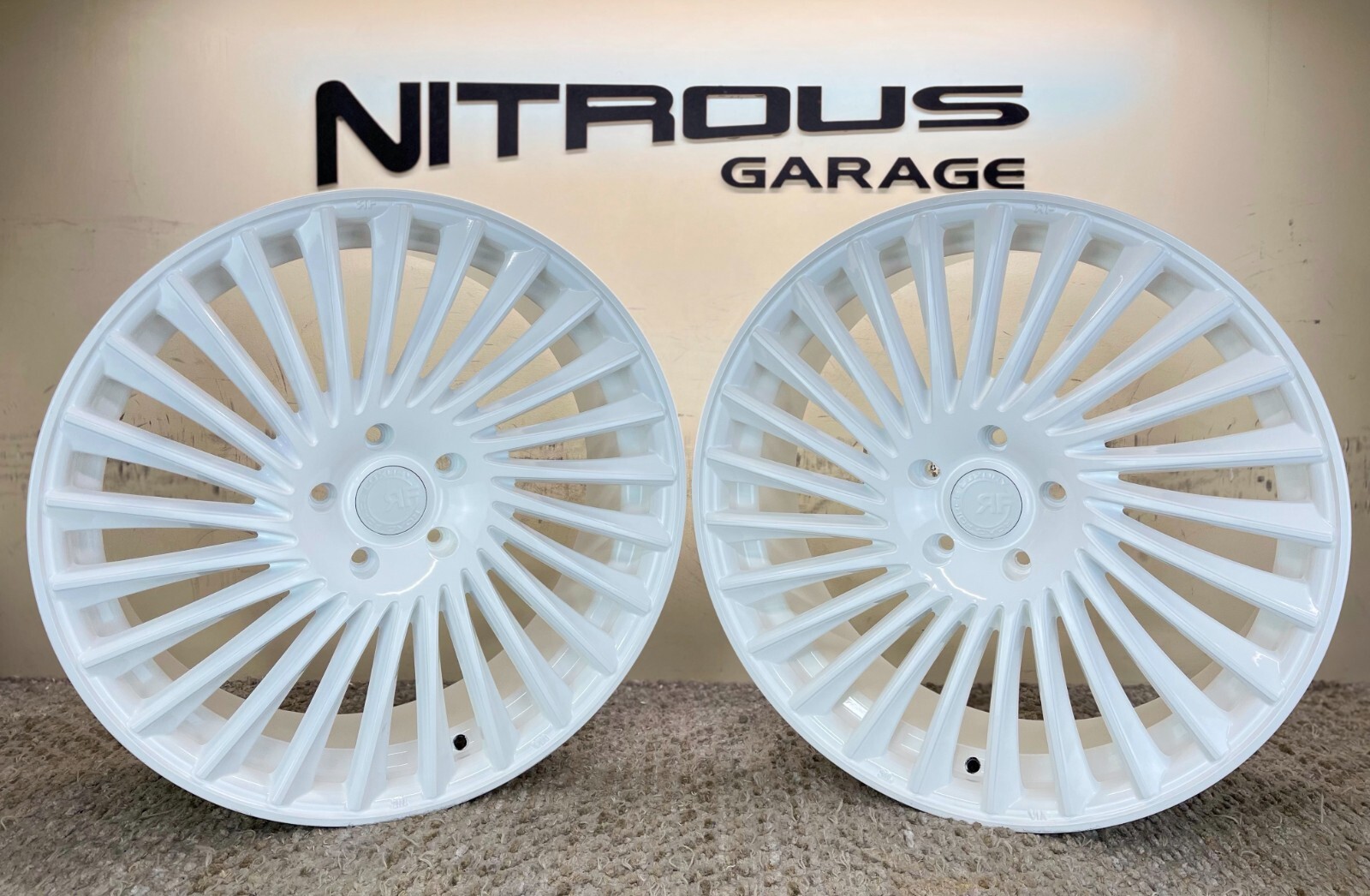 22 WHITE STAGGERED CONCAVE RF23 WHEELS MASERATI QUATTROPORTE & GHIBLI 14-24