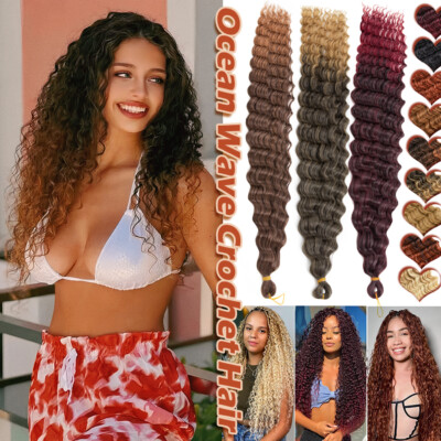 Ocean Wave Hair Extensions Crochet Ombre Deep Water Weave Curly Twist Braid Long