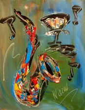 MUSIC INSTRUMENTS canvas painting Mark Kazav Original Oil Painting noHusdvGDV