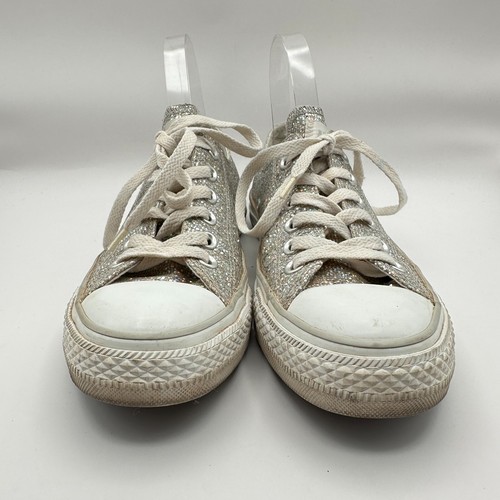 Converse Silver Bling Sparkles Chuck Taylor Shoes Womens 7 Bridal Wedding - Picture 5 of 10