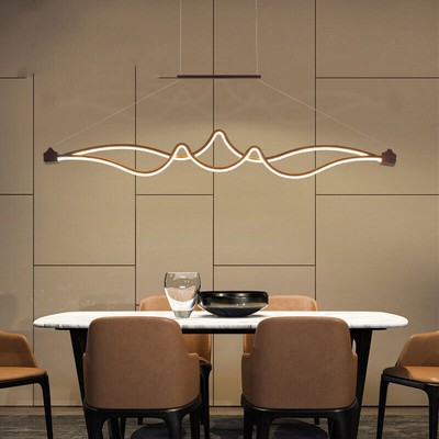Modern Acrylic 45W Chandelier Linear Belt Wavy Drop Pendant Lamp Indoor Lighting
