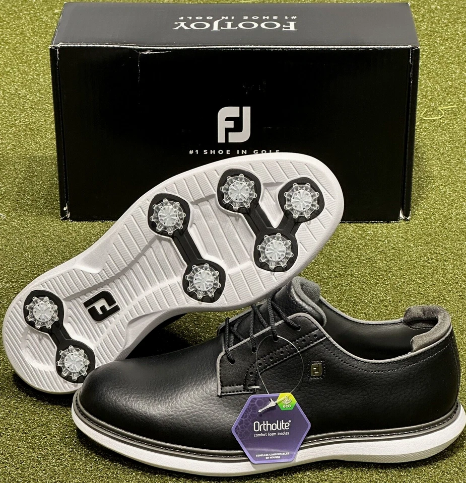 NEW FootJoy Traditions Golf Shoes 57939 Black/White - Choose Size - Image 1 of 4