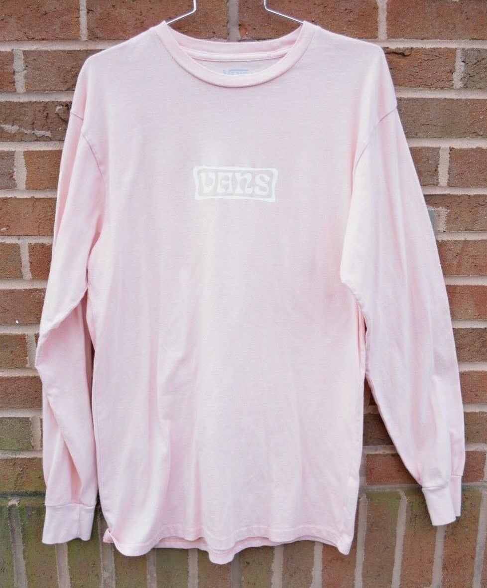Vans Premium Crew Neck Long Sleeve T-Shirt Chest Graphic Logo Pink