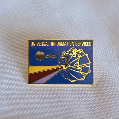 Vtg AT&T Globe Universal Imformation Y2K Advertising Gold Tone Lapel ...