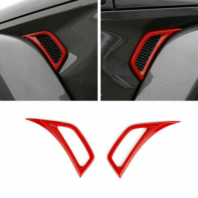 1Pair Wheel Leaf Plate Air Vent Inlet Trim Cover For 18+ Jeep Wrangler JL JT Red