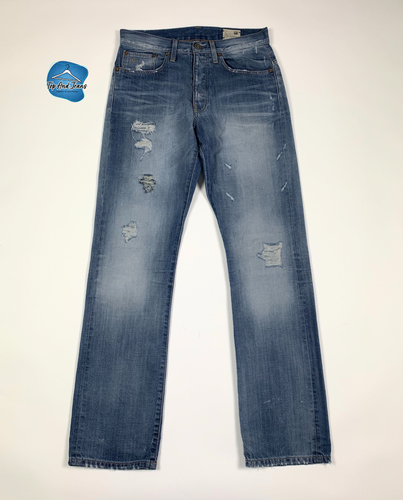 Gstar jeans raw 3301 denim usato uomo straight W31 L34 tg 45 destroyed blu T8908
