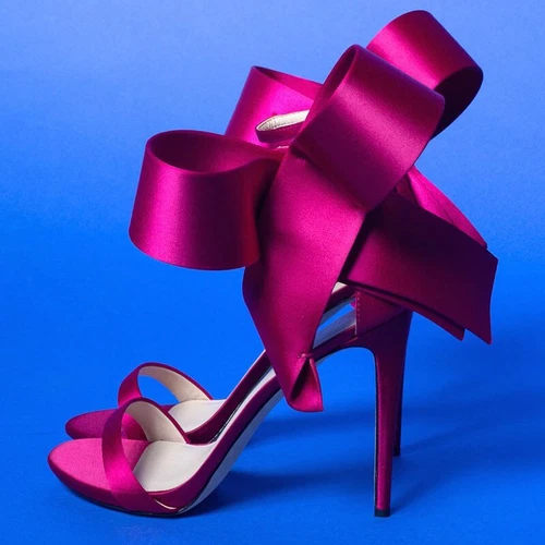 Trend Women's Sandals Big Bowtie Decroted Ladies High Heels Bridal Shoes - Foto 8 di 20