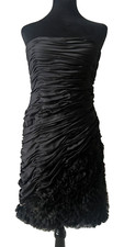 Adrianna Papell Cocktail Evening Black Ruched Strapless Dress Size 12 NWT