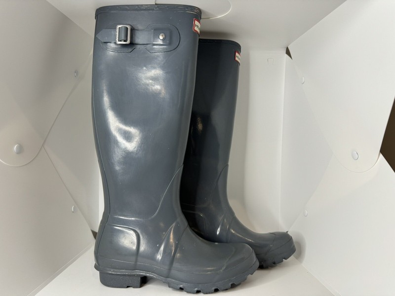 Hunter Original Tall Gloss Women's Rain Boots - Graphite - Size 5 US