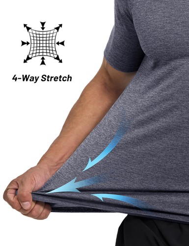 Mens Performance Gym Shirt Short Sleeve Athletic Runing Dry Fit Workout Casual T - Picture 25 of 104