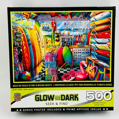 MasterPieces Surfin' Safari 500 Piece Glow In The Dark Jigsaw Seek & Find Puzzle