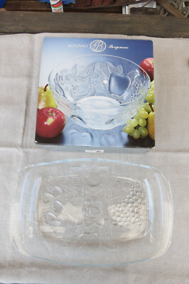 NEU: Ital. 70-iger J.,Glasschüssel/-Platte-AUTUNNO, neuw.,tadellos, hyg. sauber