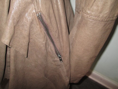 Giacca donna ALL SAINTS pelle marrone con cintura asimmetrica sfoderata zip taglia 12 - Foto 4 di 15