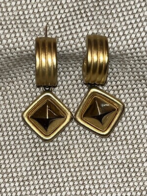 Givenchy Pyramid Gold Costume Jewelry Stud Earrings
