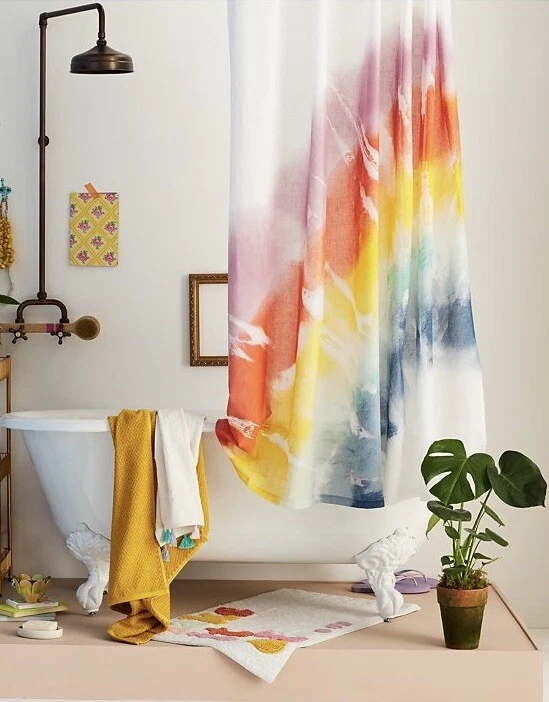 Wild Sage 72 Inch x 72 Inch Selena Rainbow Tie Dye Shower Curtain