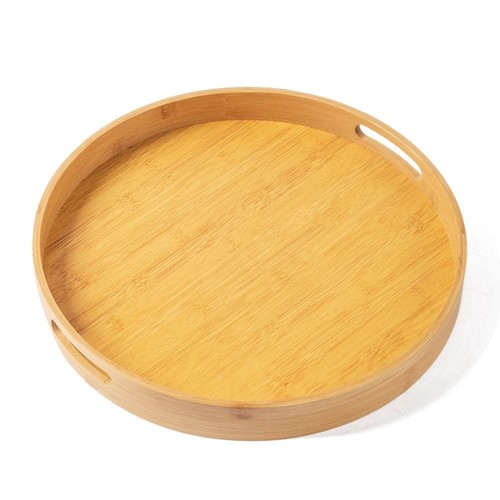 Round Wooden Serving Tray Tea Food Server Kitchen Wooden Tray 25/30/35/40cm UK - Picture 13 of 16