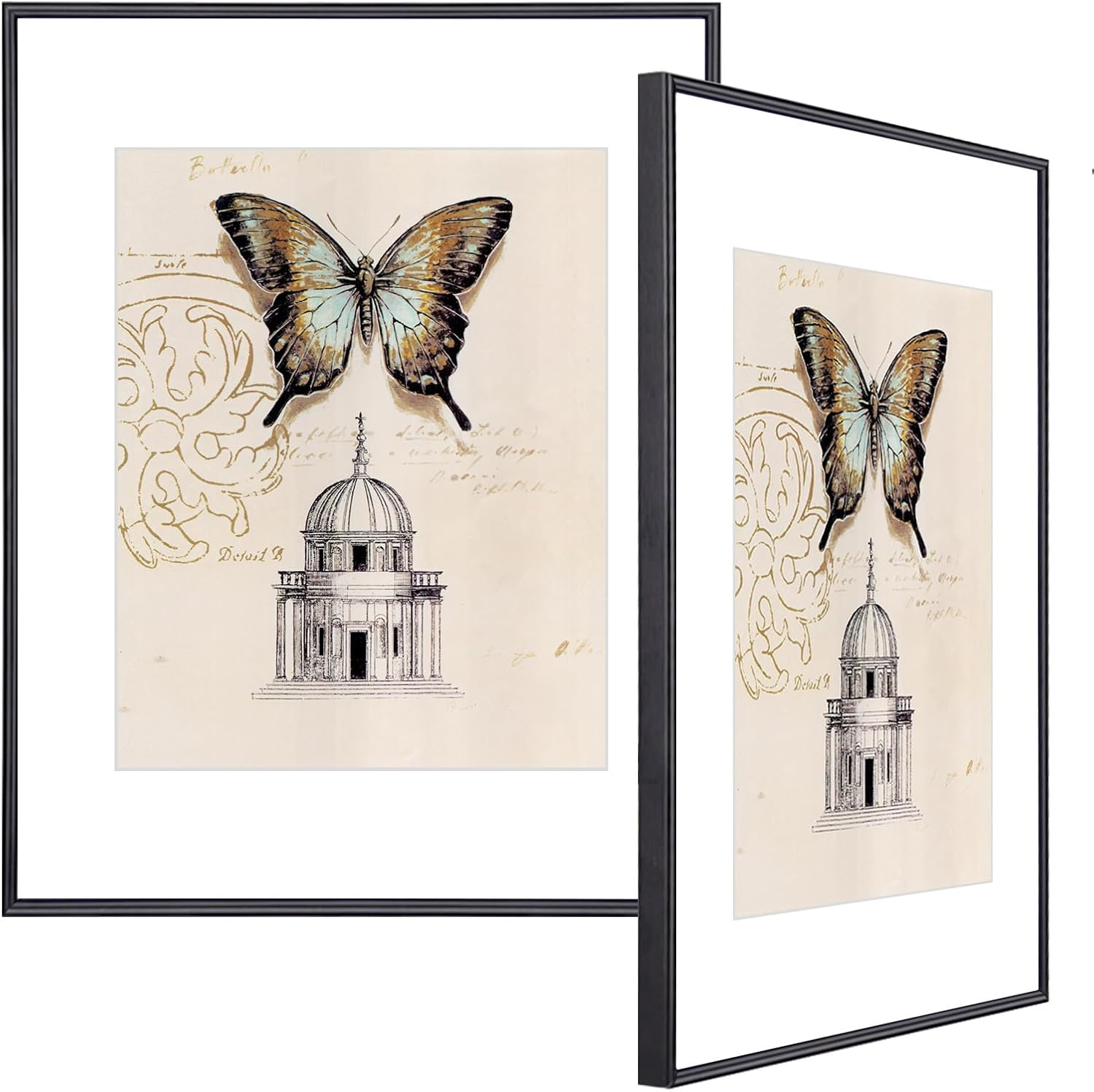 11X14 Black Matte Thin Metal Picture Frame Set of 2 for Horizontal or Vertical Display