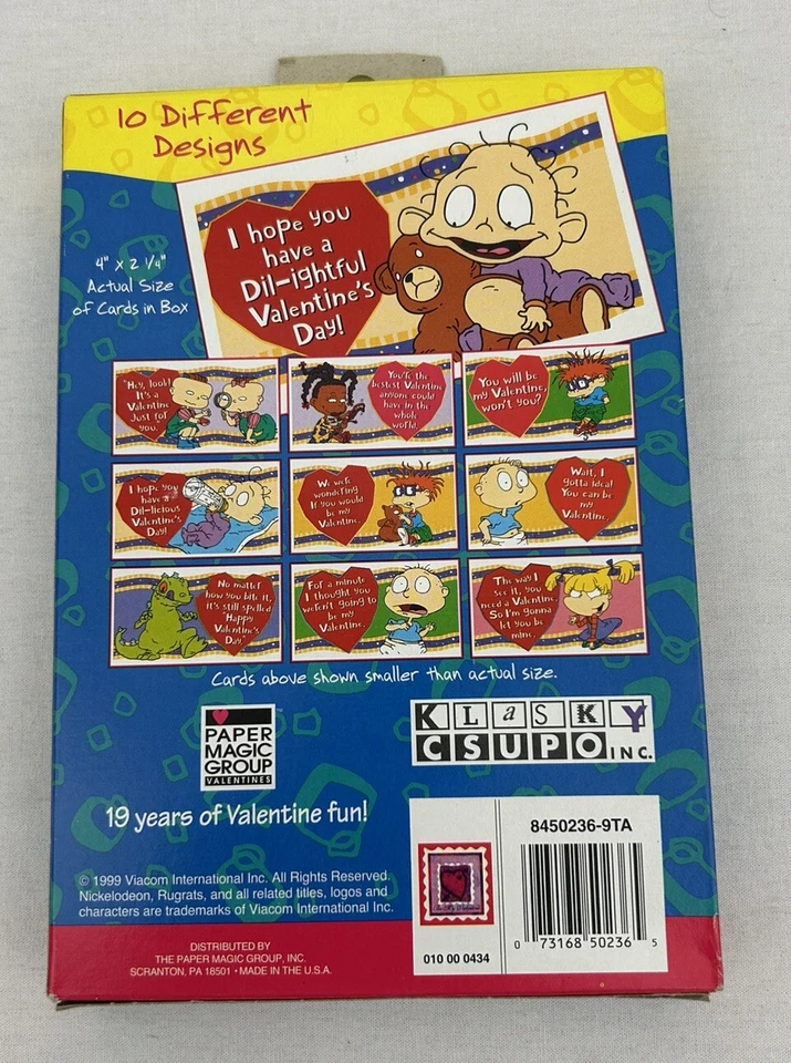 Rugrats Valentines 30 Classroom Exchange Card 10 Designs 1999 NEW - Image 2 of 4