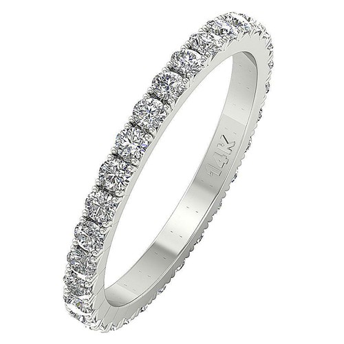 Eternity Stackable Wedding Ring Band I1 G 1.10 Ct Round Diamond 14K Solid Gold - Picture 3 of 8
