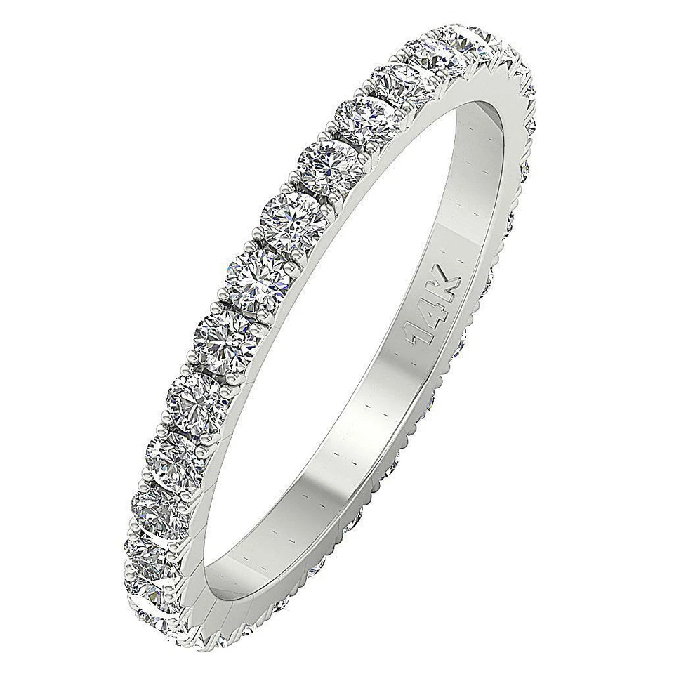 Eternity Stackable Wedding Ring Band I1 G 1.10 Ct Round Diamond 14K Solid Gold - Image 3 of 4